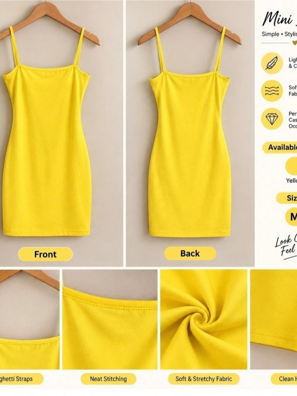 Mini Dress in Yellow Size Medium Like New